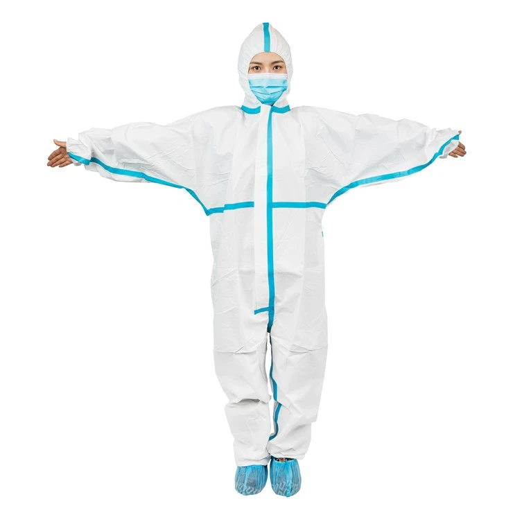 Disposable Protective Coverall with Blue Tapes
